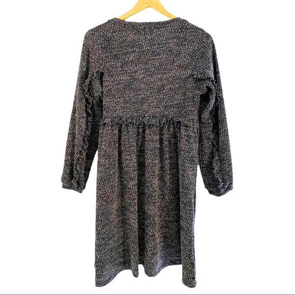 Anthropologie Ro&De Gray Long Sleeve Knit Stella Ruffle Dress, Size XS - Picture 6 of 15